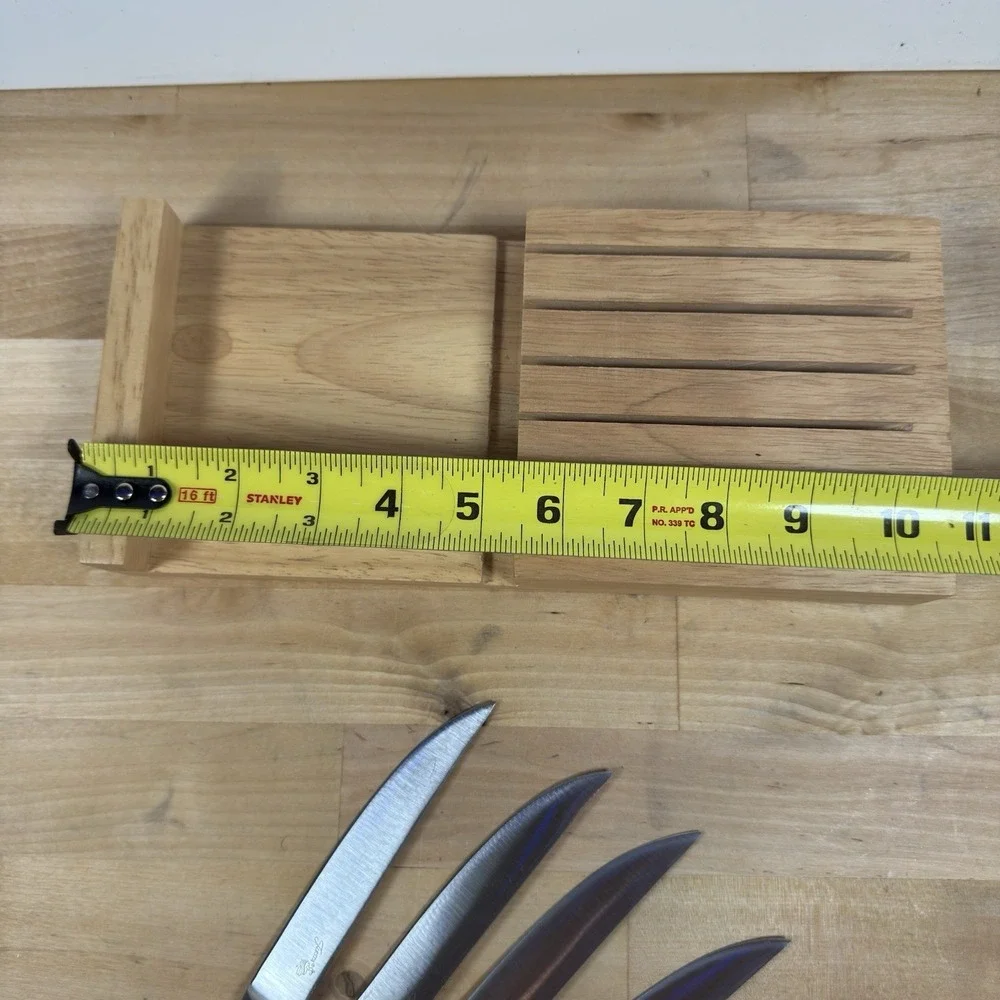 FIESTA Set of 6 Stainless Steel Steak Knives With a Wood Holder - Black